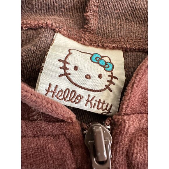 Y2k Hello Kitty Chocolate Brown Blue Tracksuit Jacket & Bottoms Girls 14/16 - Picture 4 of 15